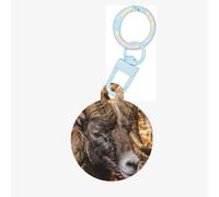 Sturdy Gray Bighorn Sheep Print Round Acrylic Pet Tag, Dog Neck Pendant Tags for Pets Circular Dog Cat Collar Name Tags