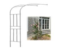 Sturdy HalfSided Garden Arbor Trellis Metal Rose Arch Pergola for Climbing Plants White Wedding Arbor Lattice Stand 4.9FT Wide x 7.9FT High Perfect for Horticulture