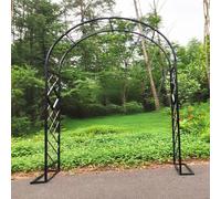 Sturdy Heavy Duty Steel Garden Arch 134" Outdoor Arbor Trellis for Climbing Plants Vines & Roses Elegant Wedding Ceremony Decoration Durable Black Arbour Stand