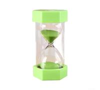 Sturdy Hexagon Base Sand Timer 5min No Rolling(Green 5 Minute) | Vibrant rainbow colors, visual time tracking, improves focus, classroom essential, silent operation no batteries