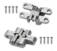 Sturdy Invisible Door Hinges 2 Pack, 180 Degree Concealed Cross Design with Screws (16x70mm)