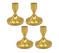 Sturdy Iron Candlestick Holders Yellow 4-Pack(Style1) | Sleek minimalist style, vibrant yellow finish, sturdy metal build, set of four, fits various candles