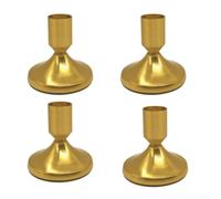 Sturdy Iron Candlestick Holders Yellow 4-Pack(Style2) | Sleek minimalist style, vibrant yellow finish, sturdy metal build, set of four, fits various candles