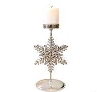 Sturdy Iron Christmas Candle Holder Featuring Snowflake Patterns for Tabletop Display and Holiday Ambiance (B)