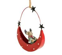 Sturdy Iron Craft Christmas Hangings Christmas Moon Boat Iron Hanging Decoration Unique Pendant For Home And Office Green Holiday Hanging