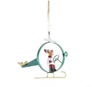 Sturdy Iron Plane Ornament 14x11cm Holiday Hanging Decor