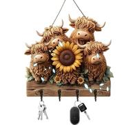Sturdy Key Hanger, 2D Rustic Cow, Versatile with 4, Hooks Office Ergonomic