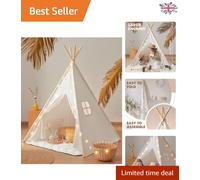 Sturdy Kids Play Tent with Pockets, Mat & Lights - Perfect for Imaginative Play