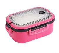 Sturdy Lunch Box with Three Divided Areas and Silicone Sealing Ring for Mess Transport Compatible with Microwave and Dishwasher Systems (Rose Red)
