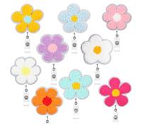 Sturdy Metal Clip Badges Holders with Florals Embroidery Designs for Daily Use Multifunctional Embroidery Badges Holders