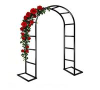Sturdy Metal Garden Arch 1.4-3.0m, Black Arched Trellis for Climbing Plants, Rose Support Pergola, Wedding Decor with Base (B2.4 x H2.5m)