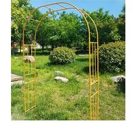 Sturdy Metal Garden Arch - 240cm High 120/150/200cm Wide Weatherproof Trellis for Climbing Plants Decorative Gate - Elegant Gold Finish (B120 x H240cm)