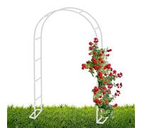 Sturdy Metal Garden Arch for Climbing Plants, 2.0m-2.3m, Elegant Outdoor Arbor with Base, White, L80xW40xH200cm - Ideal for Gardens and Events