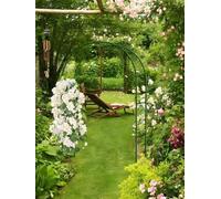 Sturdy Metal Garden Arch for Climbing Plants - Elegant Rose Arch as Support Romantic Wedding Decor for Birthdays & Special Evenings (Green 350cm x 250cm / 11.5ft x 8.2ft)