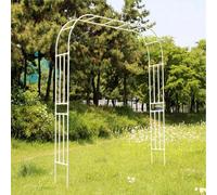 Sturdy Metal Garden Arch for Climbing Plants - Outdoor Wedding Arbor Easy Assembly White 7.5ft to 8.2ft Wide Perfect for Backyard Decor and Garden Trellis