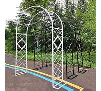 Sturdy Metal Garden Arch for Climbing Plants, Rose Trellis, 3m Wide x 2.7m Tall Outdoor Lawn & Garden Decor - White Tubular Design