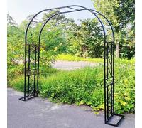 Sturdy Metal Garden Arch for Climbing Plants - Wide 140cm to 340cm - Rustproof Trellis for Roses & Vines - Ele Garden Entrance Det (Black 220x230x40cm)