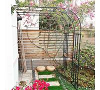 Sturdy Metal Garden Arch for Climbing Roses 90x240x40cm Outdoor Trellis for Various Climbing Plants Elegant Black/White Design Perfect for Gardens and Patios.