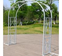 Sturdy Metal Garden Arch for Climbing Roses & Plants Romantic Wedding Trellis Patio Decor Durable Steel Frame White Finish (340x40x230cm)