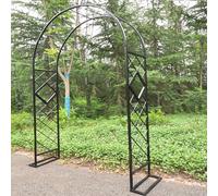 Sturdy Metal Garden Arch Pergola for Climbing Plants, Weather-Resistant Trellis Support, 2.4m x 2.7m in Black, Ideal for Roses and Vines, Outdoor Decoration