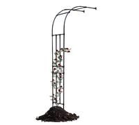 Sturdy Metal Garden Arch Trellis for Climbing Plants - Half Sided Rose Arbor 90x240cm Ideal for Outdoor Flowers Vines Vegetables & Fruits - Black Finish