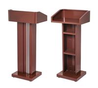 Sturdy Metal Podium with 3 Shelves - Versatile Iron Speaker Stand for Churches Offices & Events - Durable Reception Table & Elevated Display (Red)