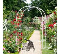 Sturdy Metal Rose Arch for Climbing Plants, Galvanized Garden Arbor, Adjustable 140-240cm, Black, W1.8M x H2.2M - Pfect for Roses and Vines
