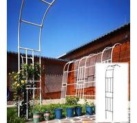 Sturdy Metal Rose Arch Garden Arbor Outdoor Trellis for Climbing Roses & Vines Half Moon Design Wall Support 0.6m x 2.4m (1.9FT x 7.8FT) White