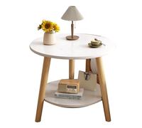 Sturdy Multi-functional Space-saving Modern Simple 2-Tier Round Side Table, Coffee Table & Nightstand, Easy Assembly for Small Spaces, Living Room, Bedroom, Office, Apartment