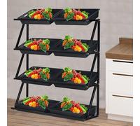 Sturdy Multi Tier Vegetable & Fruit Display Rack Space Saving Shelf for Fresh Produce Showcase Ideal for Grocery Stores & Farmers Markets Retail Display Solution
