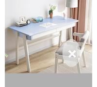 Sturdy Nordic Solid Wood Writing Desk with Storage DrawerStylish Industrial Computer Desk for Home Office Study & Bedroom Spacious Design (39"x23"x29" Blue)