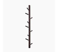 Sturdy Oak Wood Wall-Mounted Coat Rack, Branch Design Hanging Hanger, No-Punch Entryway Hook for Hats, Scarves, Handbags - 9 Hooks, Brown Hall Tree