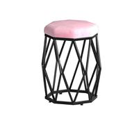 Sturdy Octagonal StoolVersatile Pink Makeup Chair for Dressing Table Bedroom & Living RoomStylish Round Vanity Seat with Black Legs