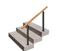 Sturdy Outdoor Wooden Handrail for Steps - Durable Wrought Iron Posts, Ideal for Loft, Villa & Garden Railings - Safe Railing Solution for Patios & Gardens