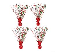 Sturdy PET Star Ornaments 33cm Holiday Centerpiece Set | 4 pack festive stars, red silver green colors, classic 5 point shape, vibrant holiday for vibe, table centerpiece