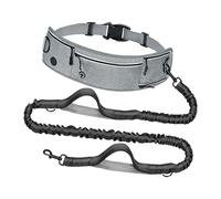 Sturdy Pet Waist Leash for Big Dogs Having Two Firm Handles and Rotating Metal Clip Permanent Nylon Dog Leash