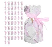 Sturdy Pink Marble Favor Boxes Wedding Souvenirs for Guests 50Pcs White Cardboard Gift Boxes With Ribbon for Wedding Birthday Housewarming Party Treat Packaging (pink marble)