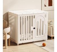 Sturdy Plastic Pet Cage with Wheels and Escape Lock, Easy to Install, Ideal for Puppy Training