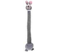 Sturdy Plush Dog Chew Toy | Long Strip Animal Shape for Teeth Maintenance & Interactive Play | Squeaky Sound Molar Toy for Puppies / Medium Dogs | 4 Fun Designs, 180g Lightweight (Grey cute rabbit)