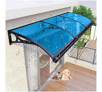 Sturdy Polycarbonate Door Canopy Awning - 24"x71" Patio Rain Shelter with UV & Snow Protection Aluminum Black Bracket Outdoor Porch Cover Blue Color