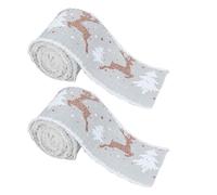 Sturdy Polyester Christmas Ribbon Silver Base Gold Deer Design for Holiday Decorations and Party Supplies Reindeer Pattern Ribbon
