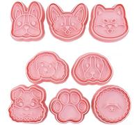 Sturdy PP Dog Biscuit Cutters 8pcs Pink Set