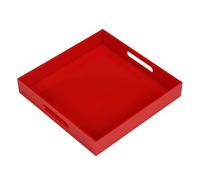 Sturdy Red Acrylic Serving Tray with Handles - 10x10Inch, Coffee/Appetizer/Butler Tray - Kitchen Countertop & Vanity Table Organizer