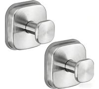 Sturdy Reusable Suction Cup Hooks (2-Pack, Silver) - Water-Resistant Hangers for Kitchen/Bathroom/Shower: Hang Towels, Robes, Loofahs & Wreaths Without Drilling (Works on Glass, Tile, Metal)