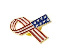 Sturdy Ribbon Lapel Pin Featuring Americans Flags Designs Decoration For Patriotic Event And Parades Daily Use National Day Celebration Pin