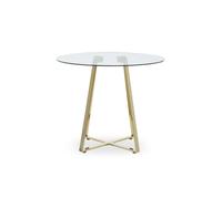 Sturdy Round Gold Finish Dining Table, Modern Table For Entertaining Guests, Minimalist Open Base Table Premier Housewares Gold One Size