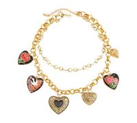 Sturdy Rust Proof Metal Stackable Necklace Oil Drip Process Vintage Look Neck Accessory Comfortable All Day Use Heart Charm Jewelry