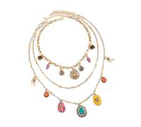 Sturdy Rust Proof Metal Stackable Necklace Oil Drip Process Vintage Look Neck Accessory Comfortable All Day Use Heart Charm Jewelry