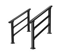 Sturdy Set of 2 Heavy Duty Outdoor/Indoor Railing for Porch & Deck Stairs, 39.4in Ground Kit for Concrete/Ramp, Brown Safety & Support Railing System