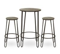 Sturdy Set of 3 Black Frame Bar Table Stool Set , Hairpin Stool for Kitchen Counter, Elm Wood Metal Stool